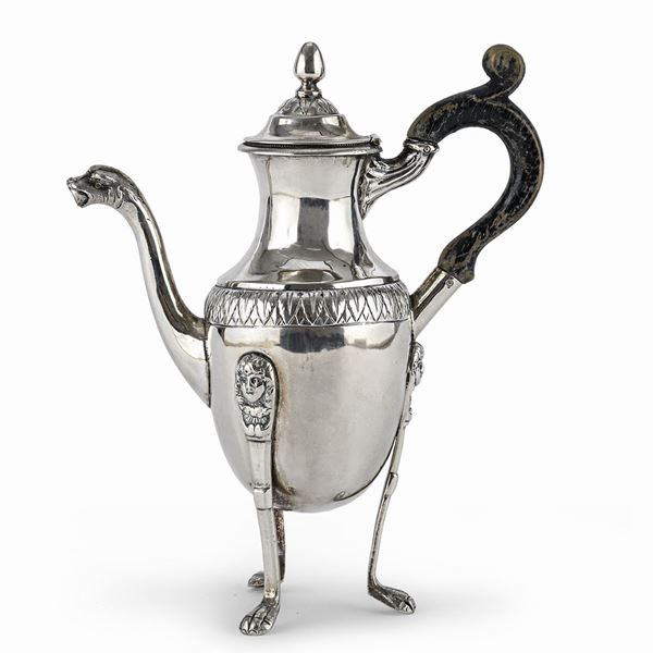 CAFFETTIERA IN ARGENTO, PUNZONE NAPOLI 1809/1824