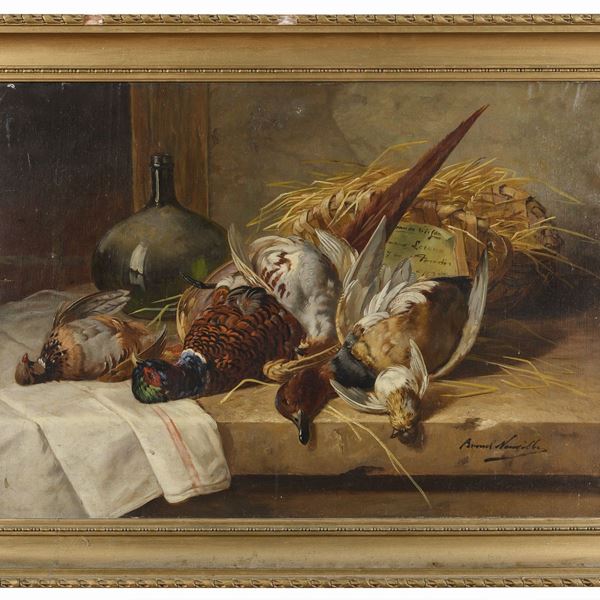 DIPINTO CACCIAGIONE DI ALFRED ARTHUR BRUNEL DE NEUVILLE