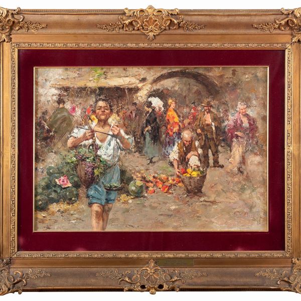 DIPINTO IL VENDITORE DI FRUTTA DI VINCENZO IROLLI