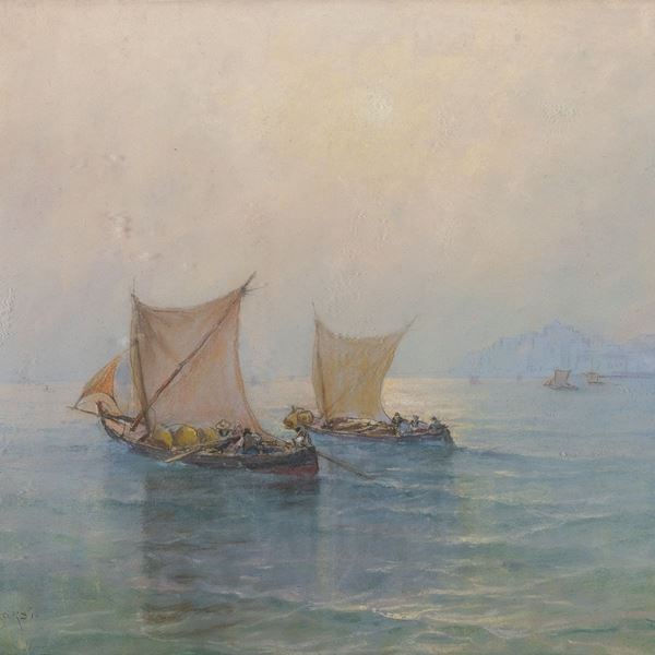 PASTELLO VELE DI PESCATORI DI NICOLAS DE CORSI
