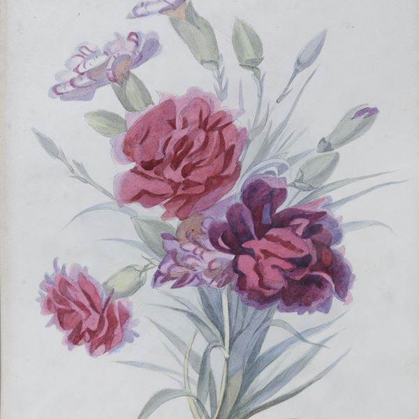 QUATTRO ACQUERELLI FIORI DI HENRIETTE LEVY