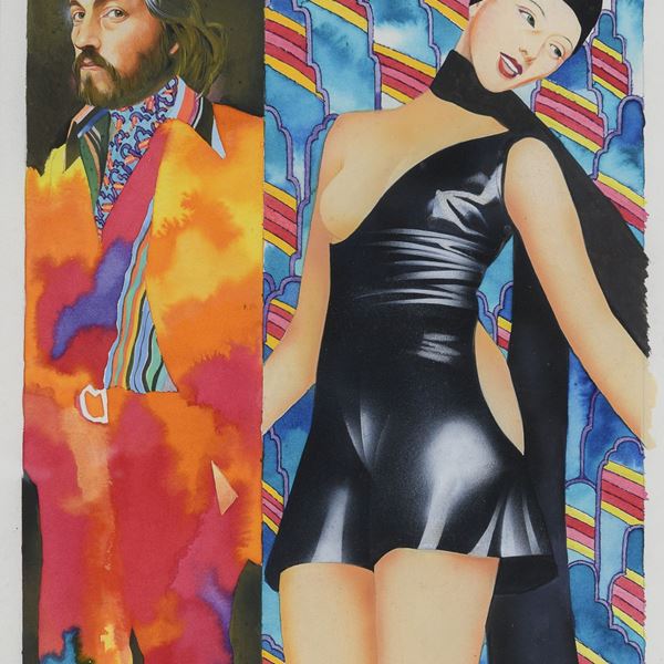 PANTONI SU CARTA PIN-UP DI ILLUSTRATORE DEL NOVECENTO