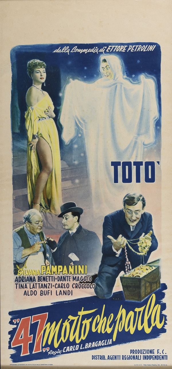 LOCANDINA ORIGINALE DEL FILM TOTÒ 47 MORTO CHE PARLA, 1950