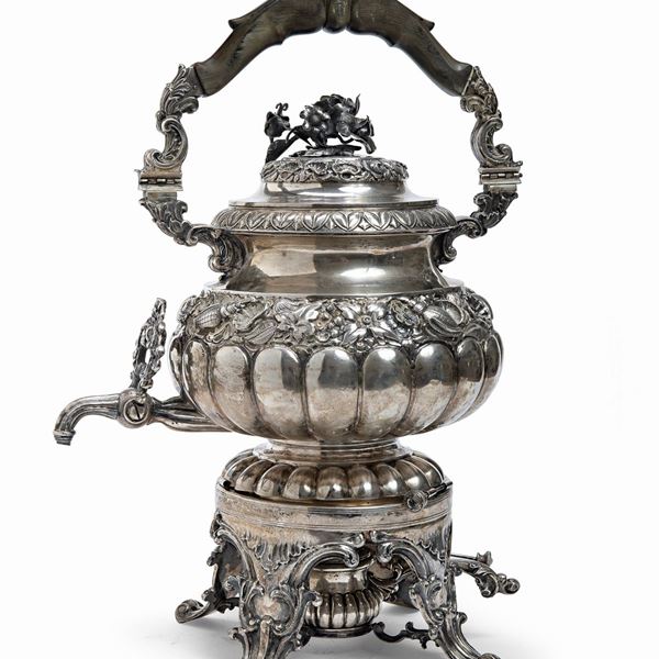 RARO SAMOVAR IN ARGENTO, PUNZONI XIX - XX SECOLO