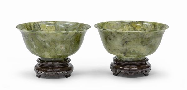 COPPIA DI CIOTOLE IN PIETRA DURA, CINA