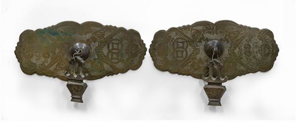 COPPIA DI MANIGLIE IN BRONZO, CINA