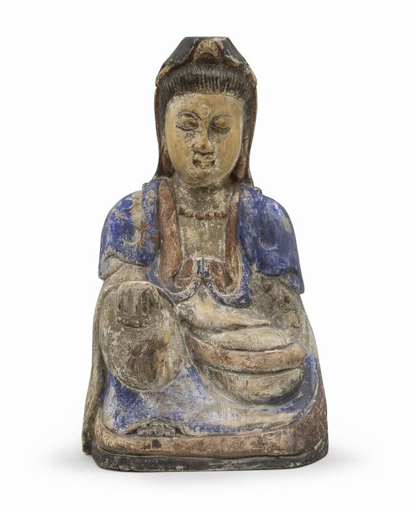 SCULTURA IN LEGNO DIPINTO IN POLICROMIA, CINA, XX SECOLO