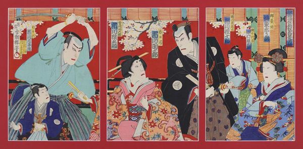 TRITTICO DI XILOGRAFIE DI UTAGAWA KUNISADA III