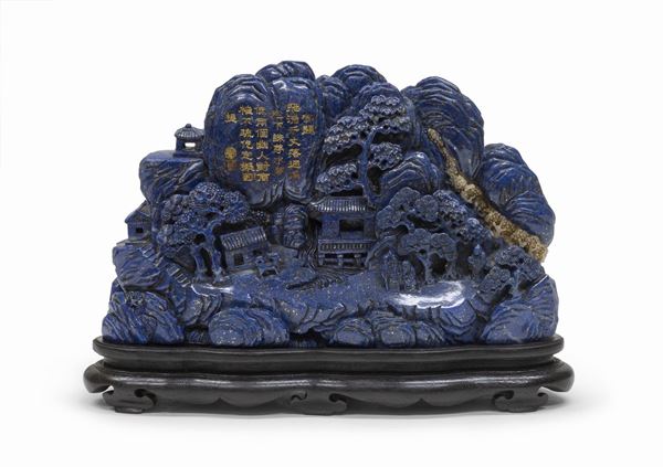 SCULTURA IN LAPISLAZZULI, CINA XIX SECOLO