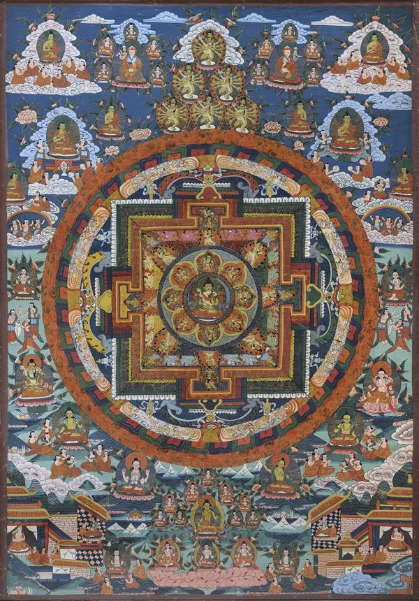 THANGKA A TECNICA MISTA DI SCUOLA TIBETANA
