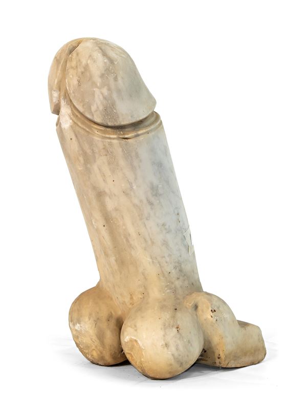 SCULTURA DI FALLO IN MARMO BIANCO, XIX SECOLO