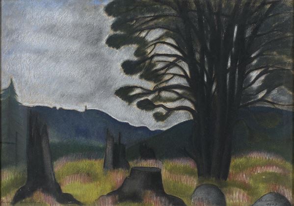 PASTELLO PAESAGGIO DI VLASTISLAV HOFMAN, 1929