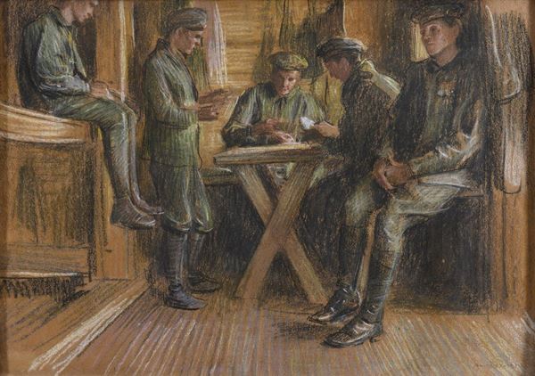 PASTELLO SOLDATI DI ADOLF HIRÉMY-HIRSCHL