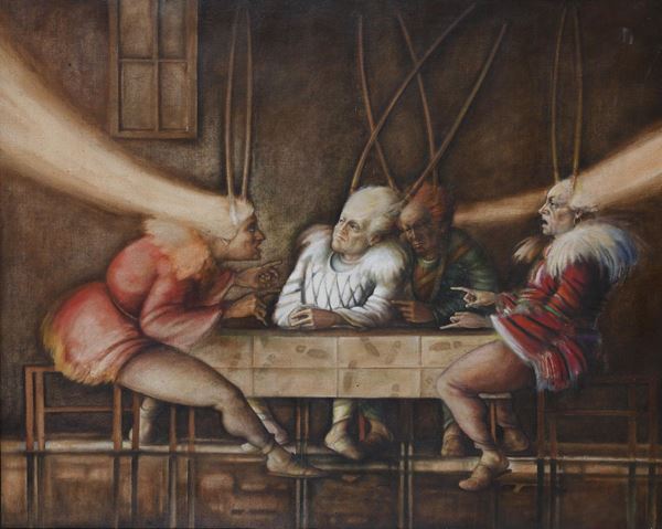 DIPINTO BANCHETTO DI TIHOMIR BIRES
