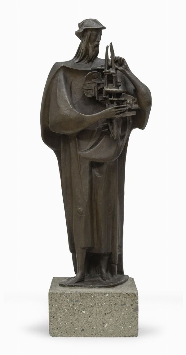 SCULTURA IN BRONZO LEONARDO DA VINCI