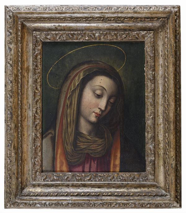 DIPINTO VOLTO DELLA VERGINE DI PITTORE TOSCANO DEL XVI SECOLO