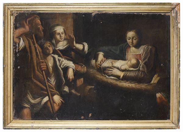 DIPINTO ADORAZIONE DEI PASTORI DI PITTORE MARCHIGIANO