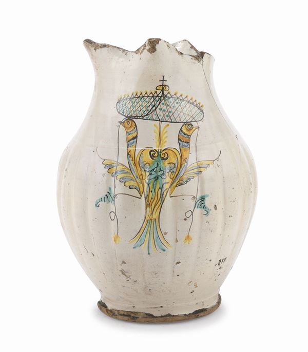 RESTI DI BROCCA IN MAIOLICA, OFFICINA CAMPANA XIX SECOLO