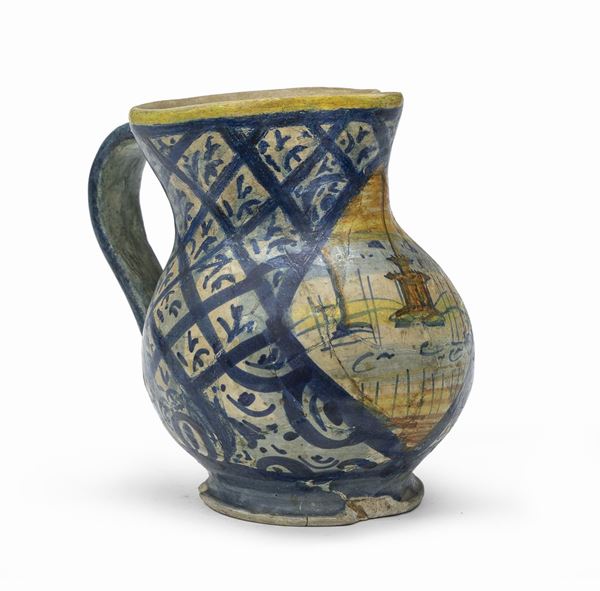 BROCCA IN MAIOLICA, PROBABILMENTE CAMPANIA XVI SECOLO