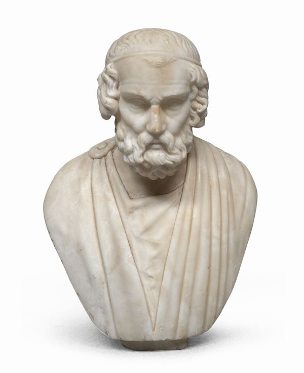 BUSTO DI DEMOSTENE IN MARMO BIANCO