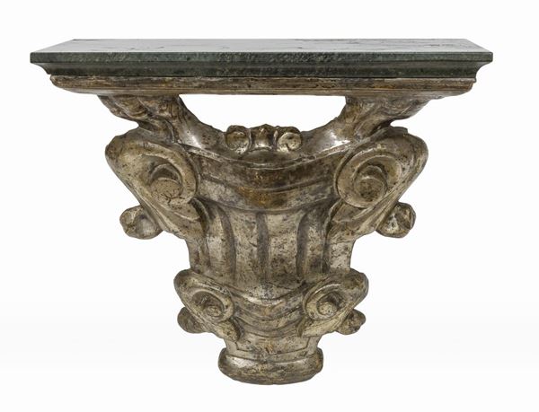 MENSOLINA IN LEGNO ARGENTATO, XVIII SECOLO