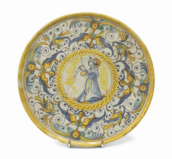 ALZATA IN MAIOLICA, OFFICINA CAMPANA XVIII SECOLO