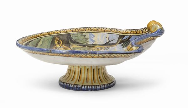 COPPA SU PIEDE IN CERAMICA, CASTELLI XIX SECOLO