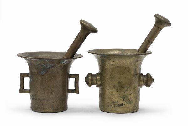 DUE MORTAI IN BRONZO, XVIII SECOLO