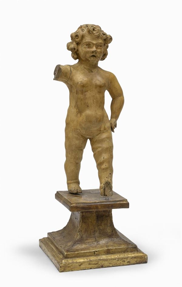 PUTTO IN LEGNO LACCATO, ITALIA MERIDIONALE XVIII SECOLO
