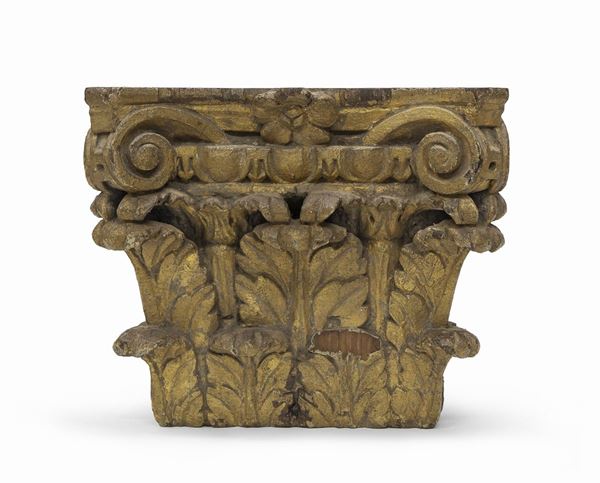 PROFILO DI CAPITELLO IN LEGNO DORATO, XVIII SECOLO