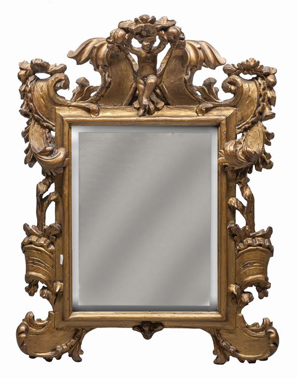 SPECCHIERA IN LEGNO DORATO, ITALIA SETTENTRIONALE XVIII SECOLO