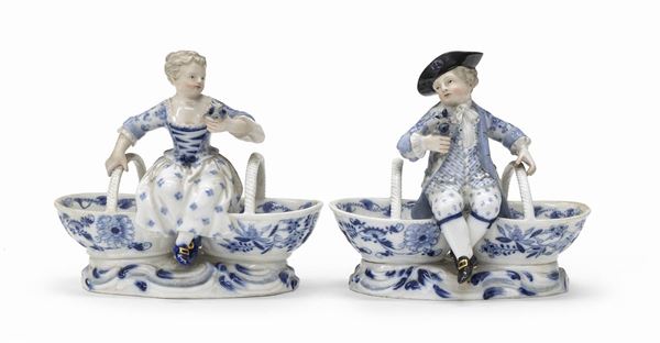 COPPIA DI SALIERE IN PORCELLANA, MEISSEN XIX SECOLO