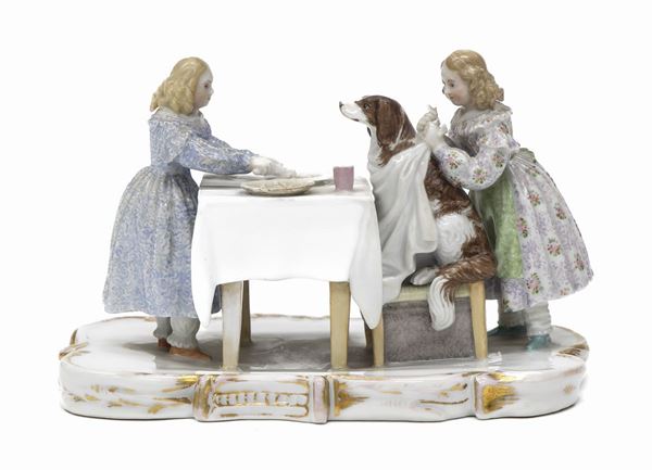 GRUPPO FIGURATO IN PORCELLANA, KLÖSTERLE AUSTRIA XIX SECOLO