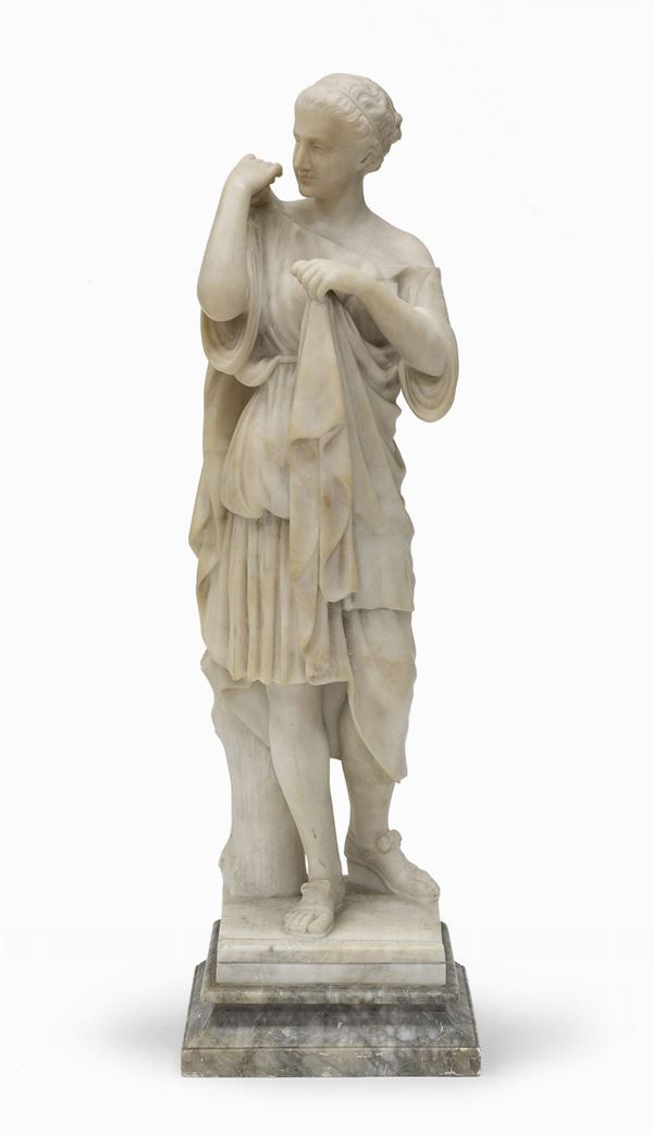 SCULTURA DI DONNA ROMANA IN MARMO BIANCO, XIX SECOLO