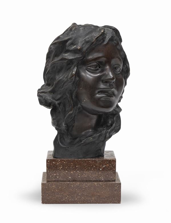 FANCIULLA IN BRONZO BRUNITO, FINE XIX SECOLO