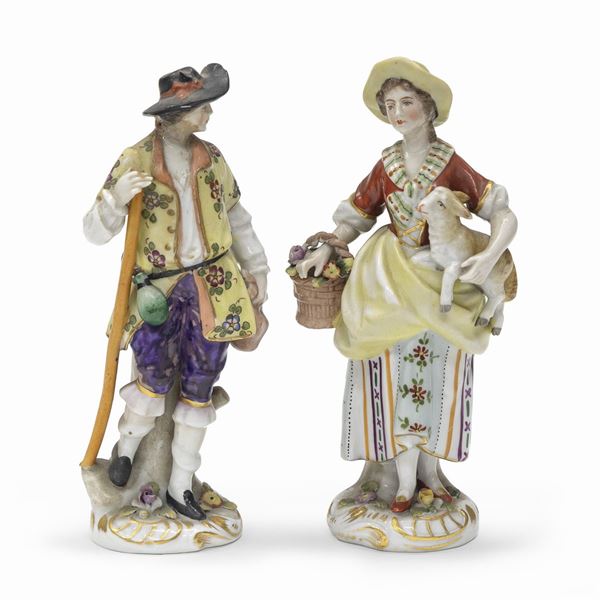 COPPIA DI SCULTURE IN PORCELLANA, GINORI FINE XIX SECOLO