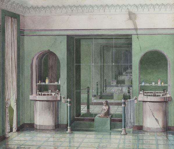 ACQUERELLO SALA DA BAGNO DI EMMANUEL RAVEROT