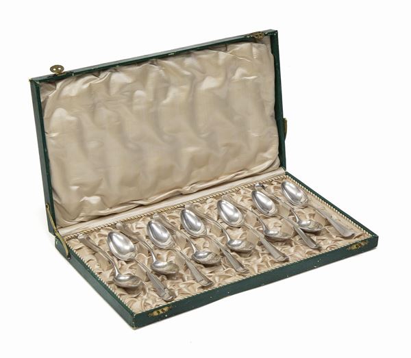 DODICI CUCCHIAINI IN ARGENTO, GENOVA 1830 ca.