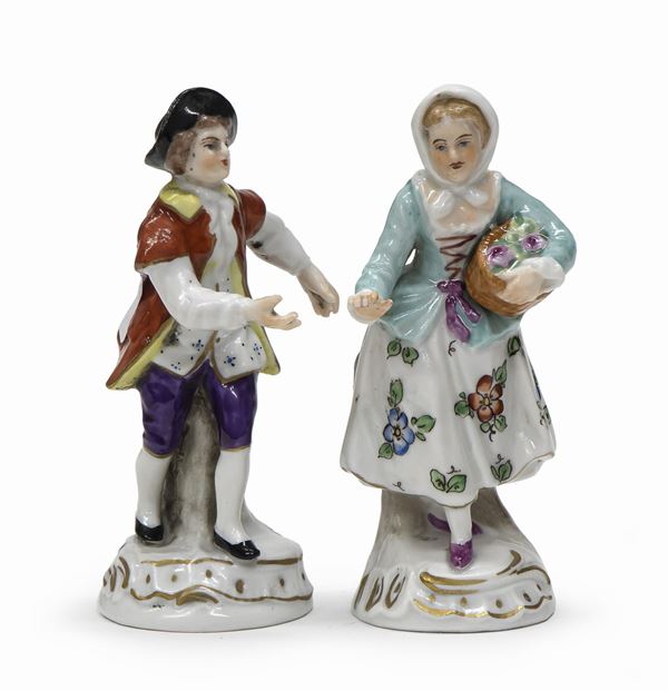COPPIA DI SCULTURE MIGNON IN PORCELLANA, GINORI