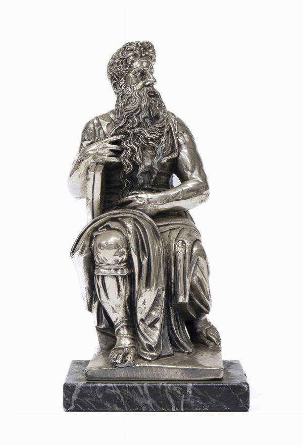 SCULTURA DI SAN PIETRO IN RESINA ARGENTATA