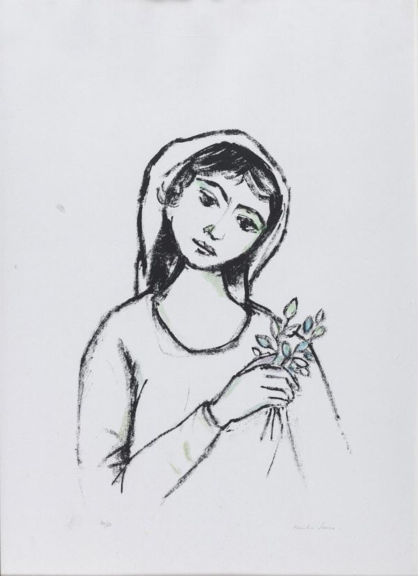 LITOGRAFIA DONNA DI MANLIO SARRA