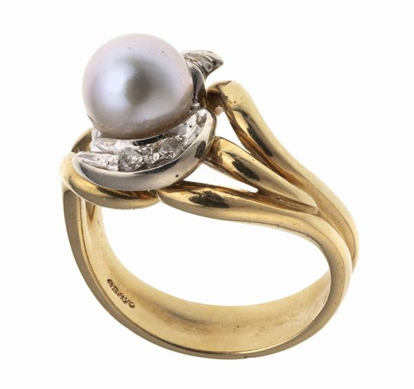 ANELLO CON PERLA E BRILLANTI