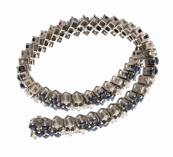 BRACCIALE TENNIS CON BRILLANTI E ZAFFIRI