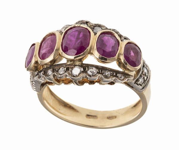 ANELLO CON RUBINI E BRILLANTI