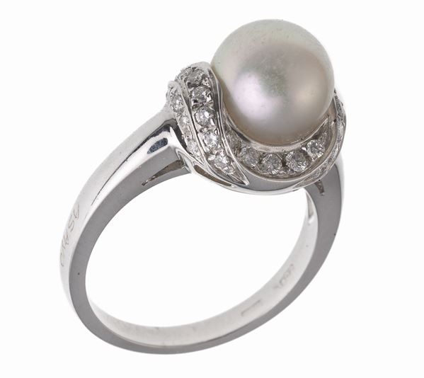 ANELLO CON PERLA E BRILLANTI