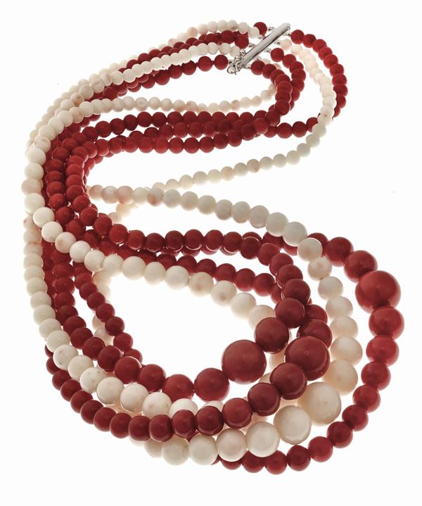 GIROCOLLO IN CORALLO ROSSO E BIANCO