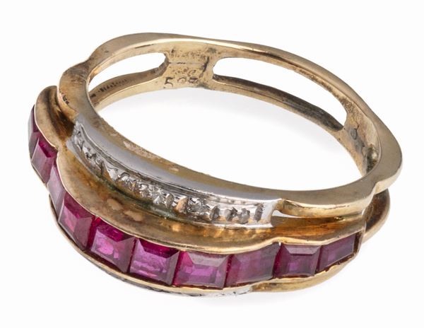ANELLO CON RUBINI E BRILLANTI