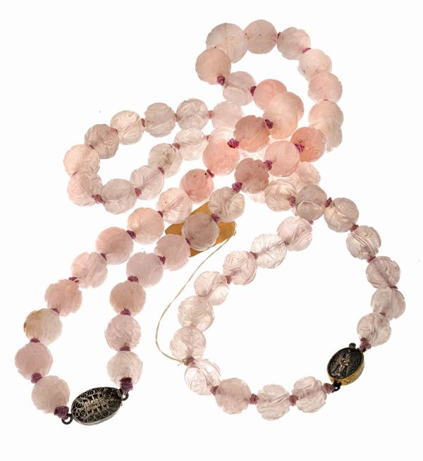 QUATTORDICI GIROCOLLI DI QUARZO ROSA