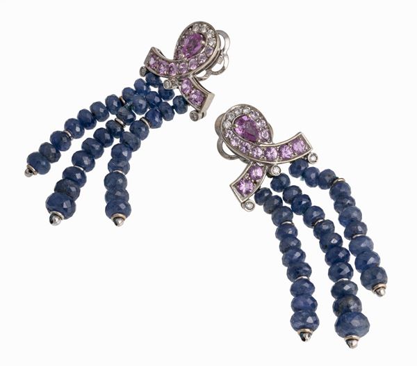 COPPIA DI ORECCHINI CON ZAFFRI E BRILLANTI
