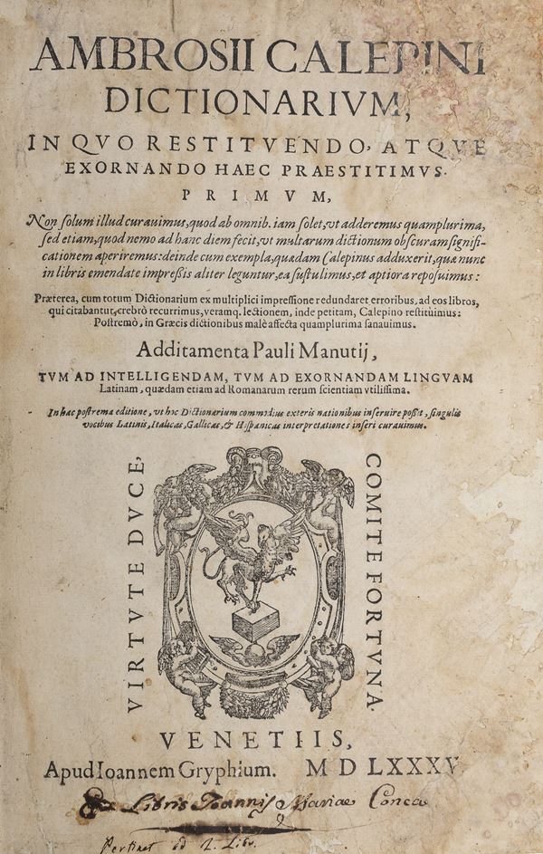UN VOLUME CALEPINO, VENEZIA 1585
